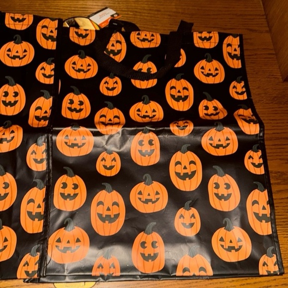 Pumpkin Theme Halloween Reusable Tote Bags Set of (2) - Picture 6 of 6